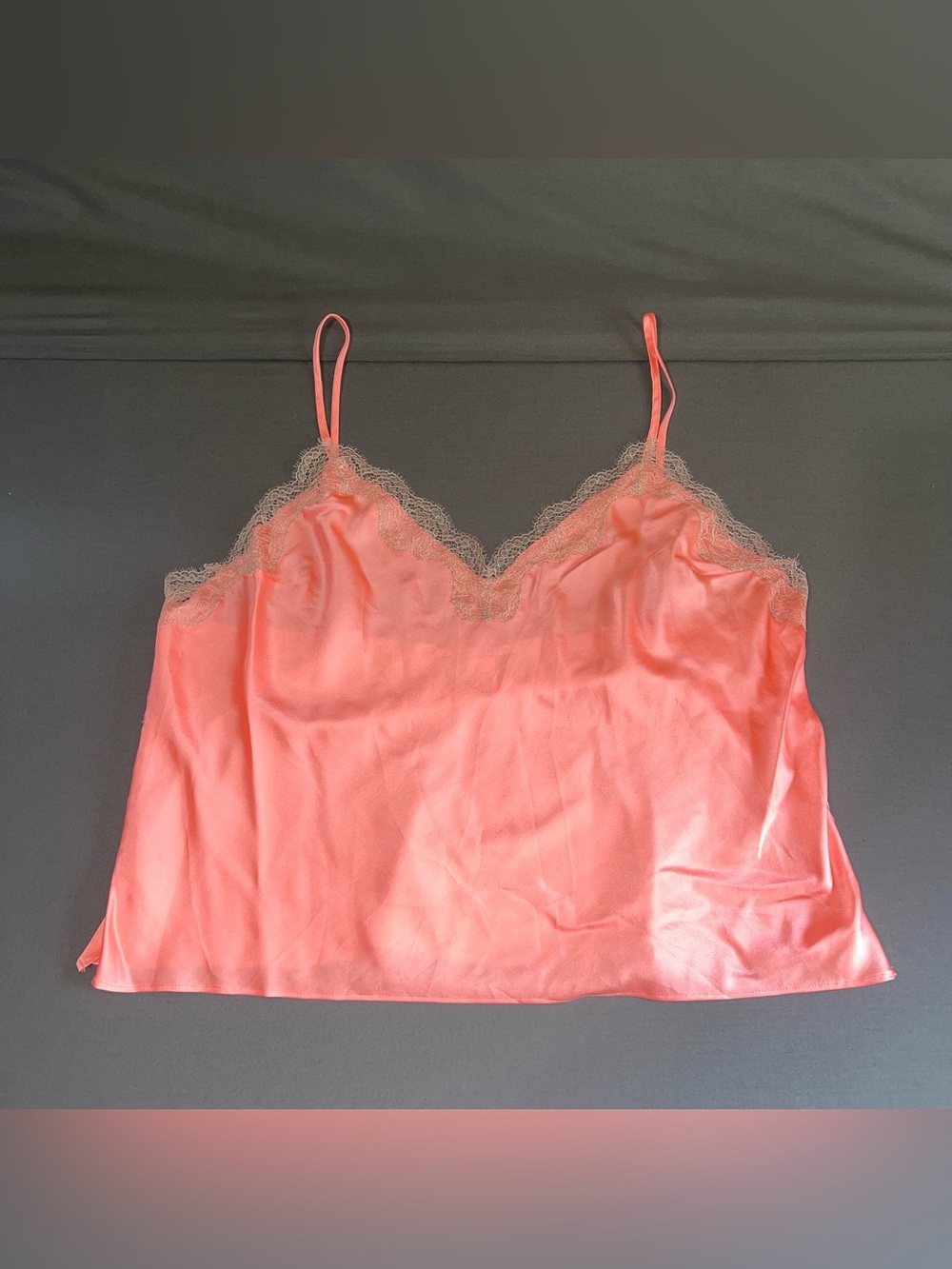 Victoria’s Secret Coral Satin Lace Cami Lingerie Women’s Size XL